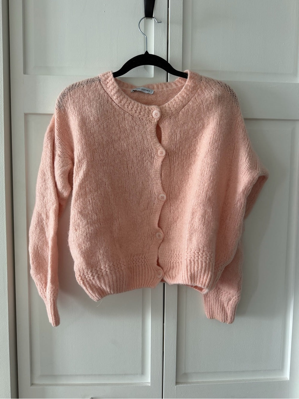 Vintage Made in Italy Light Pink Mohair Blend Button-Down Cardigan size S