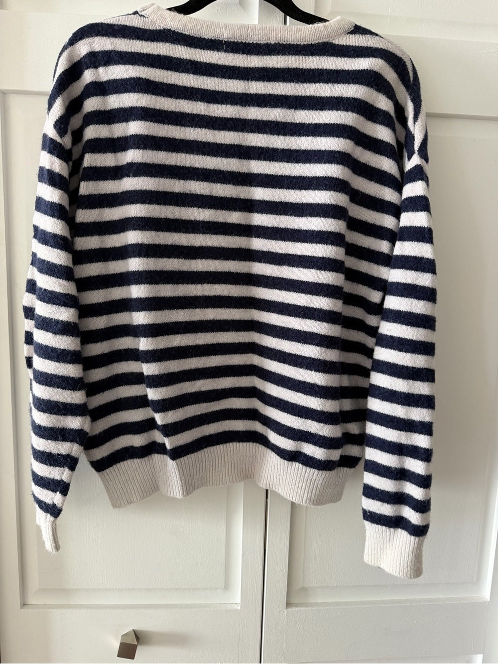 Peace N Love French Store Striped Heart Patch Sweater - Fits Medium