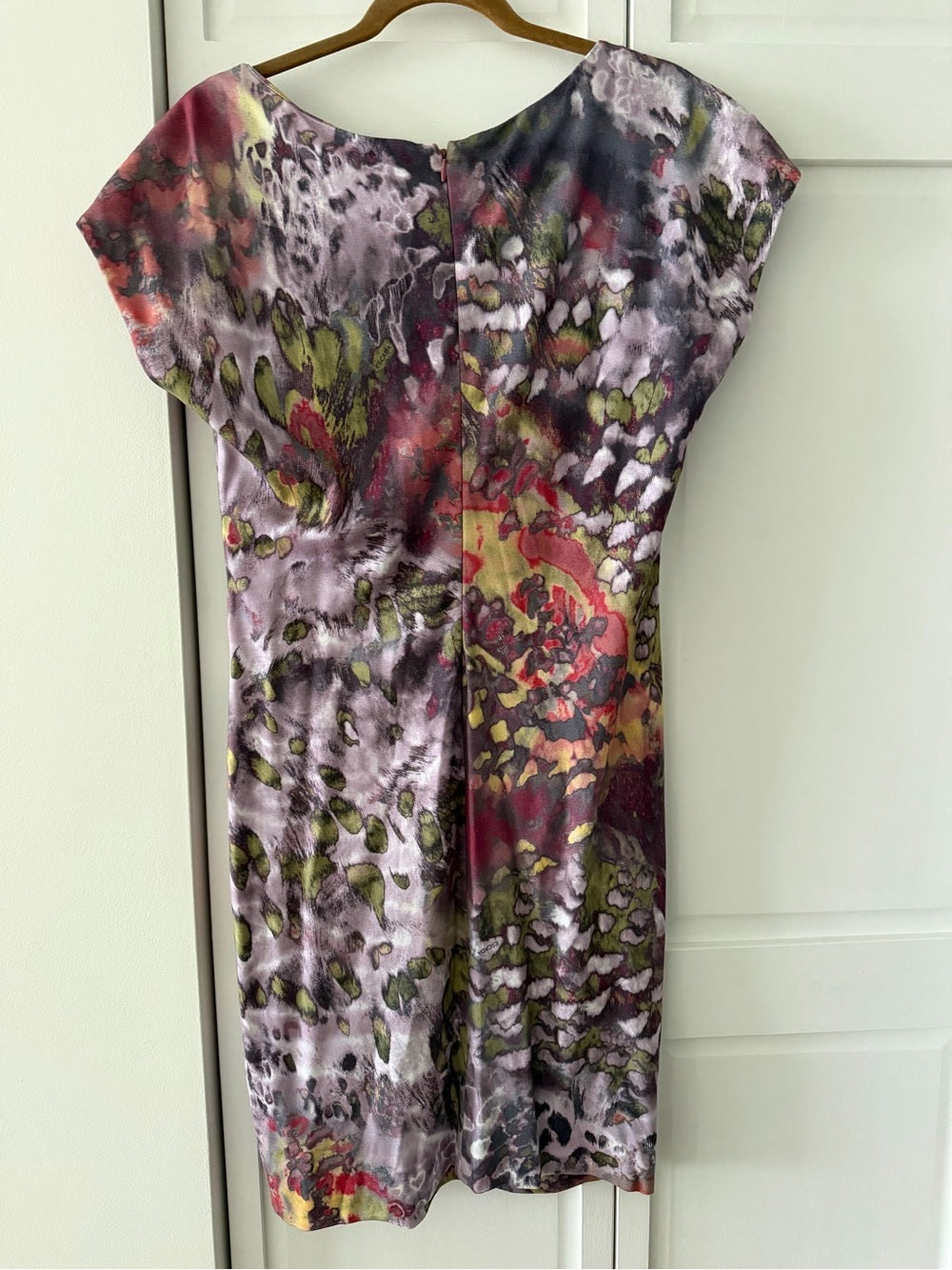 Escada Abstract Floral Print Ruched Waist Midi Dress - Size 42 Like New S 12