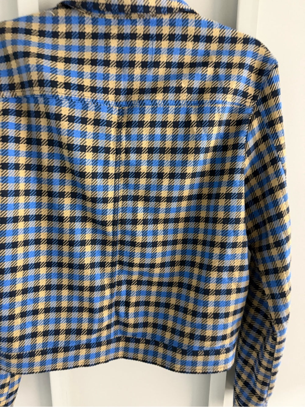 ICHI Blue & Beige Checkered Button-Up Jacket - Size 36 Like New Size S