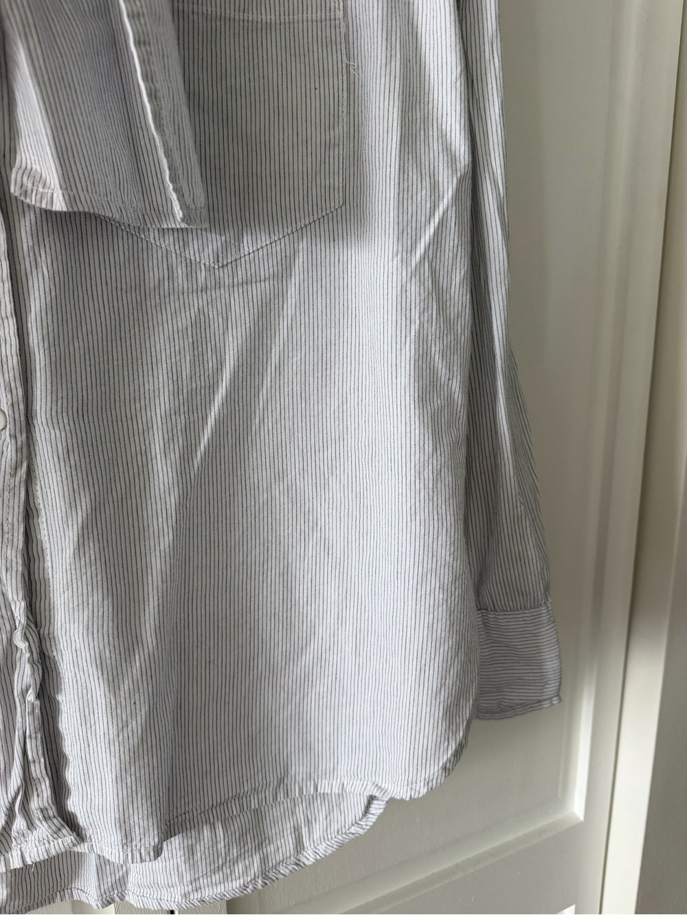 Easy Clothes French Tie-Front Cotton Oversized Striped Blouse size S blue white
