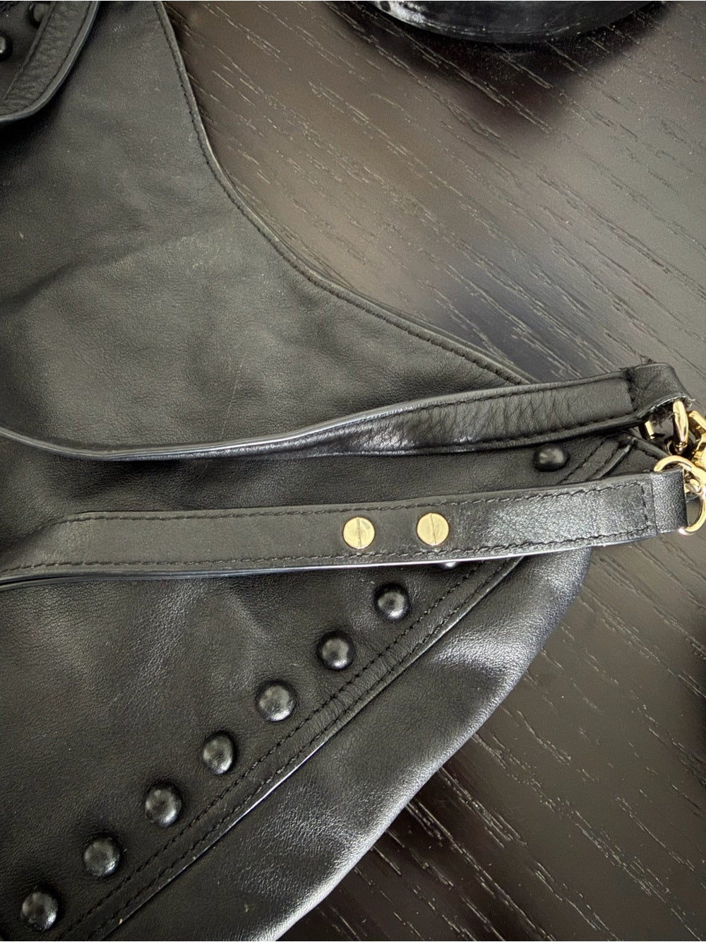 Loeffler Randall Black Leather Studded Shoulder Bag | classic everyday tote work