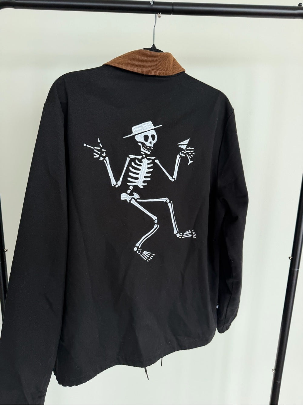 Social Distortion x Loser Machine Black Skeleton Corduroy Collar Jacket Size M