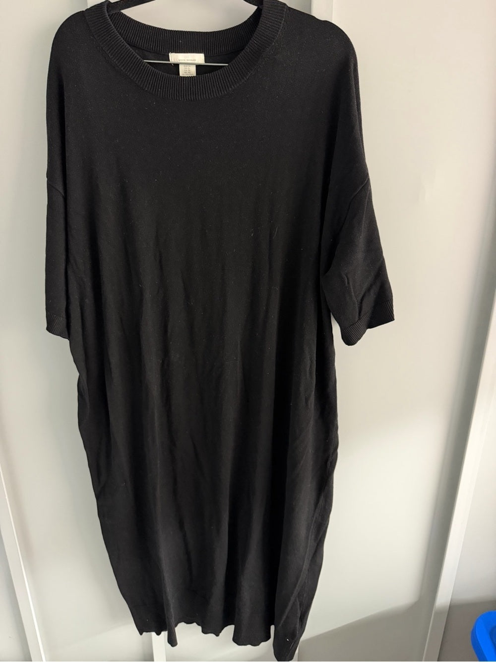 H&M Black Knit Short Sleeve Midi Dress Size XL