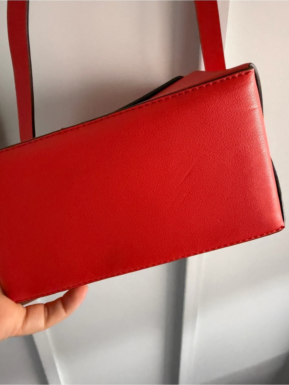 Topshop Red Faux Leather Box Crossbody Bag