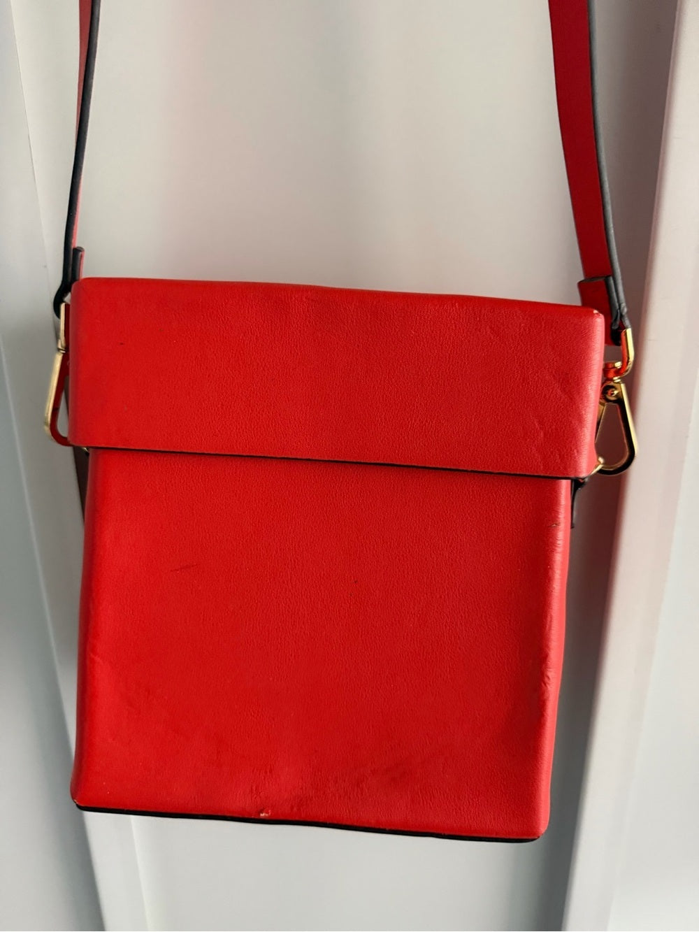 Topshop Red Faux Leather Box Crossbody Bag