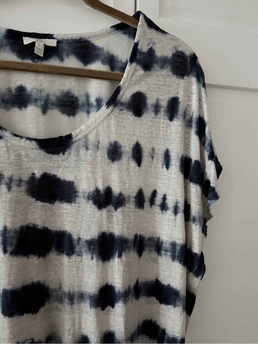 Joie Navy Blue Tie Dye 100% Linen Oversized T-Shirt S