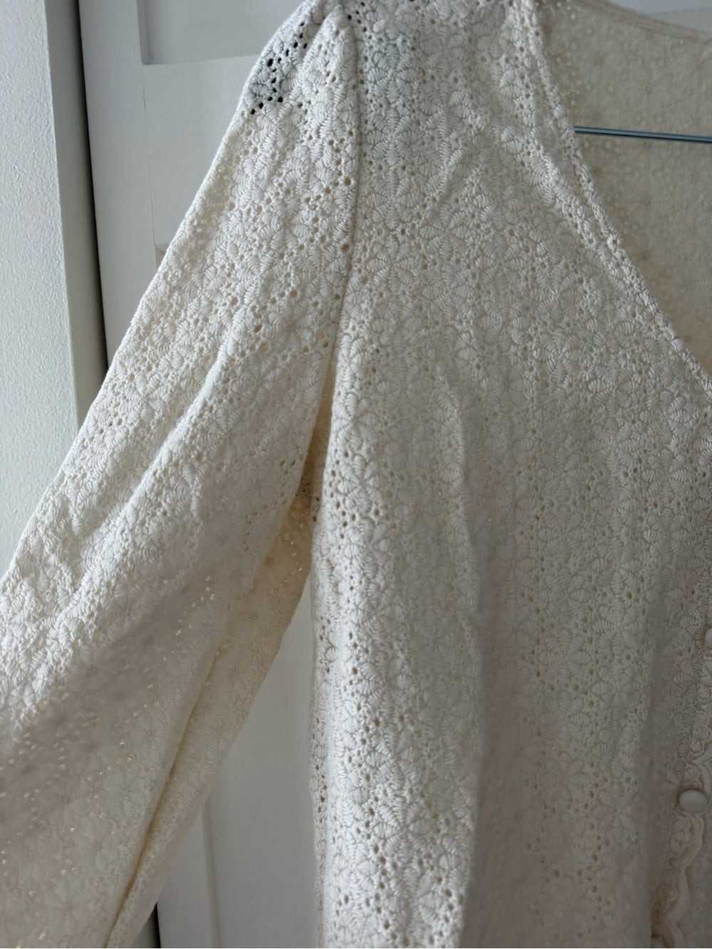 Vintage Cream 100% Cotton Lace Blouse - Size M