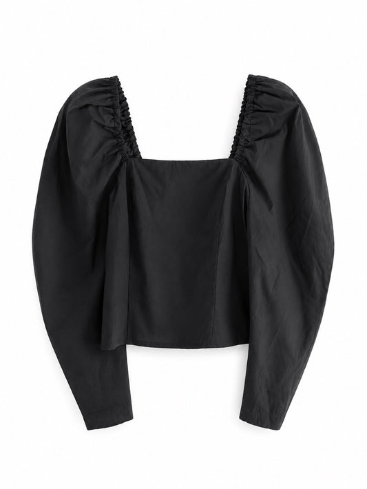 Levi’s Black Smocked Corset Top with Voluminous Sleeves - Size Medium