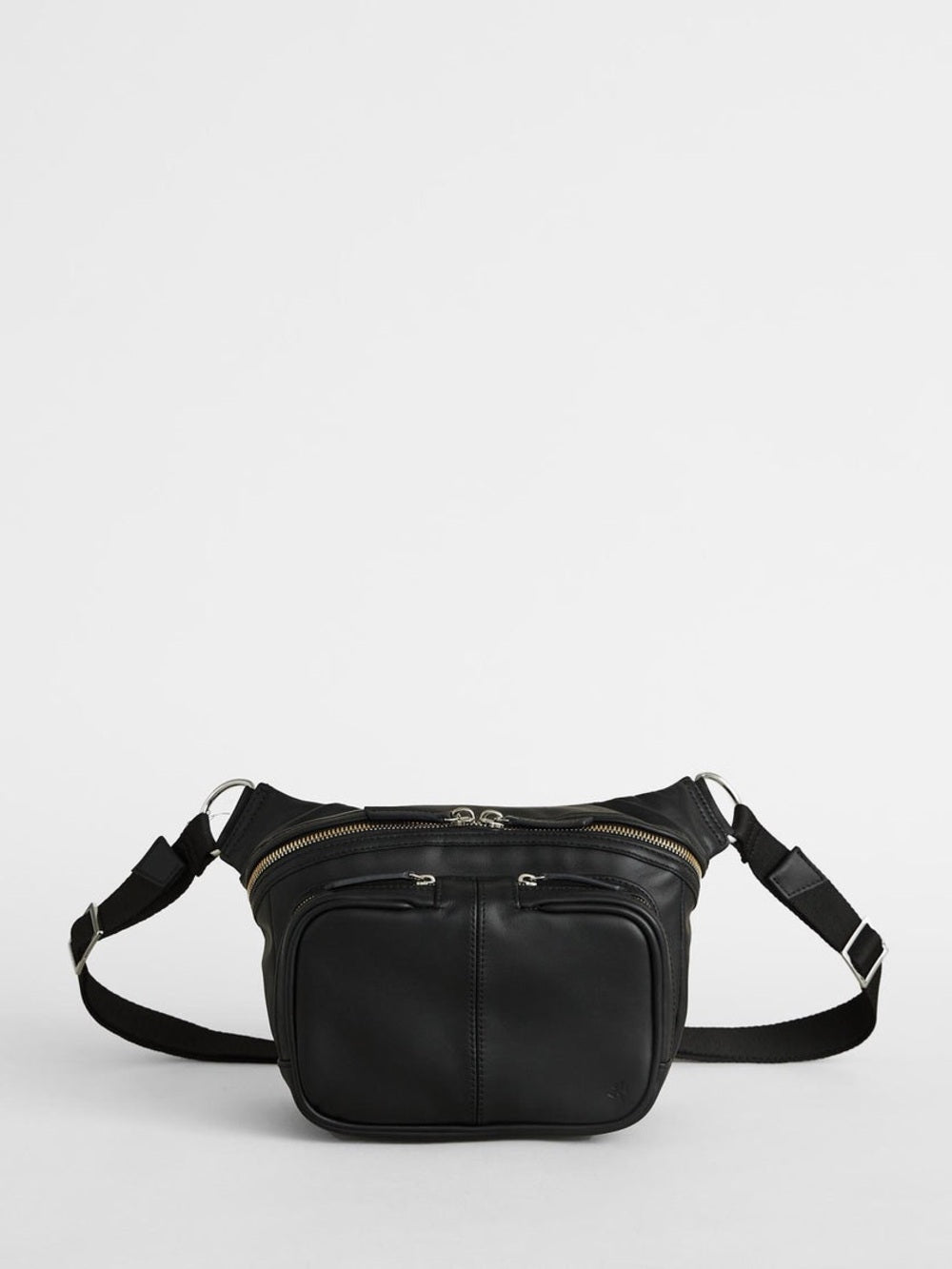 WANT Les Essentiels Testa Black Leather Waist Pack Crossbody Sling Bag