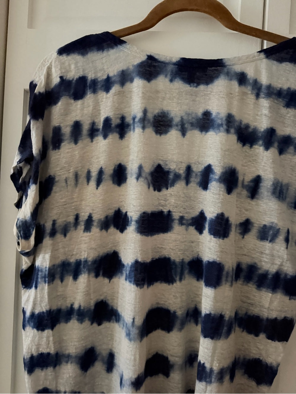 Joie Navy Blue Tie Dye 100% Linen Oversized T-Shirt S