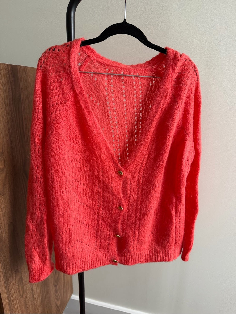 Opulence Paris Orange Mohair Blend Cardigan Oversized S M