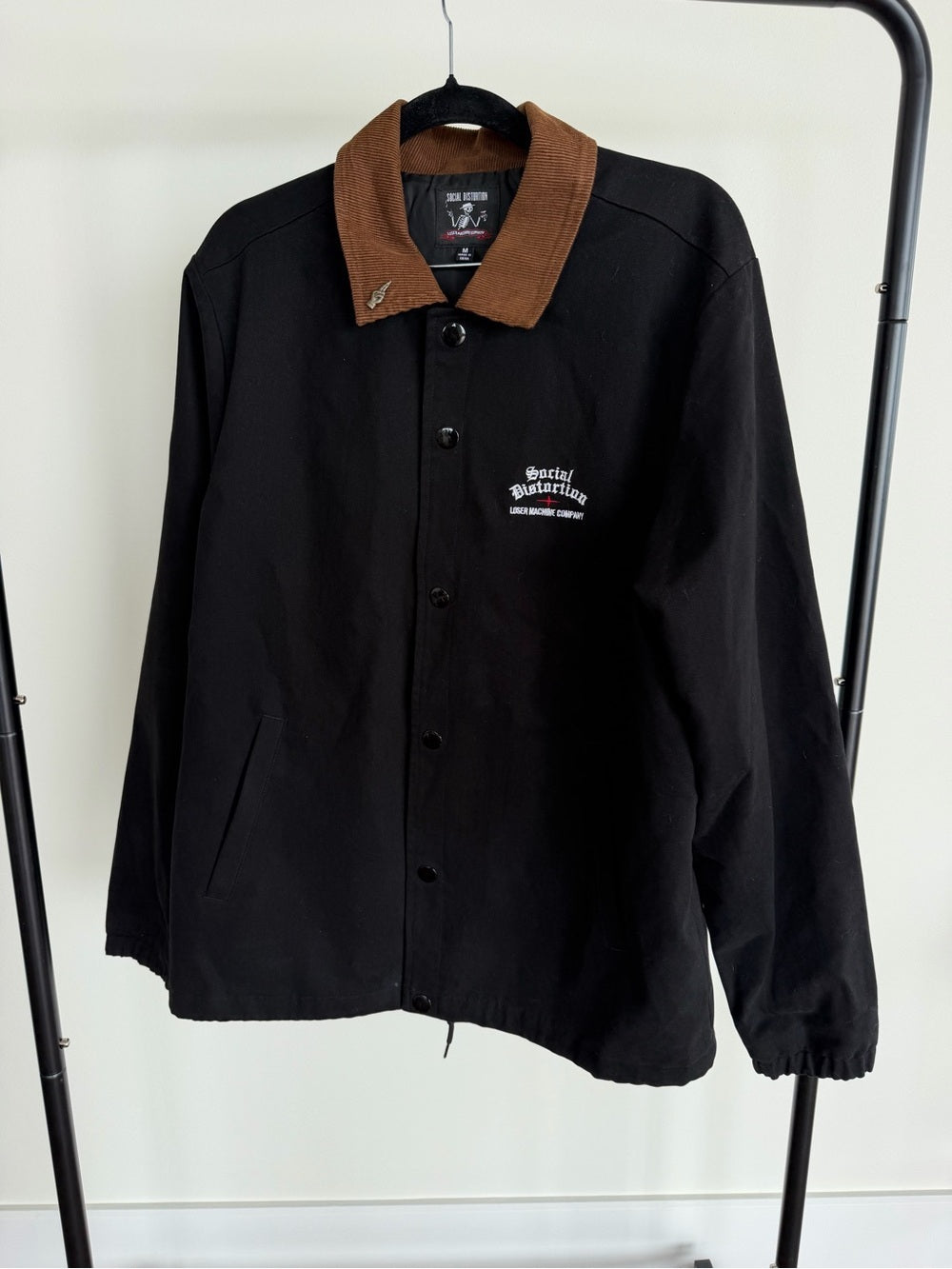 Social Distortion x Loser Machine Black Skeleton Corduroy Collar Jacket Size M