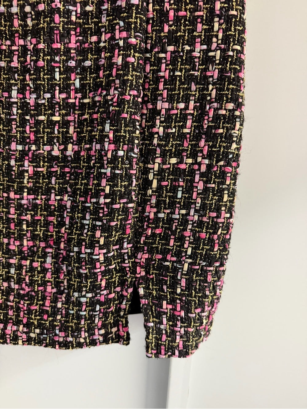 Sincerely Jules Black Pink Metallic Gold Tweed Shift Mini Dress L
