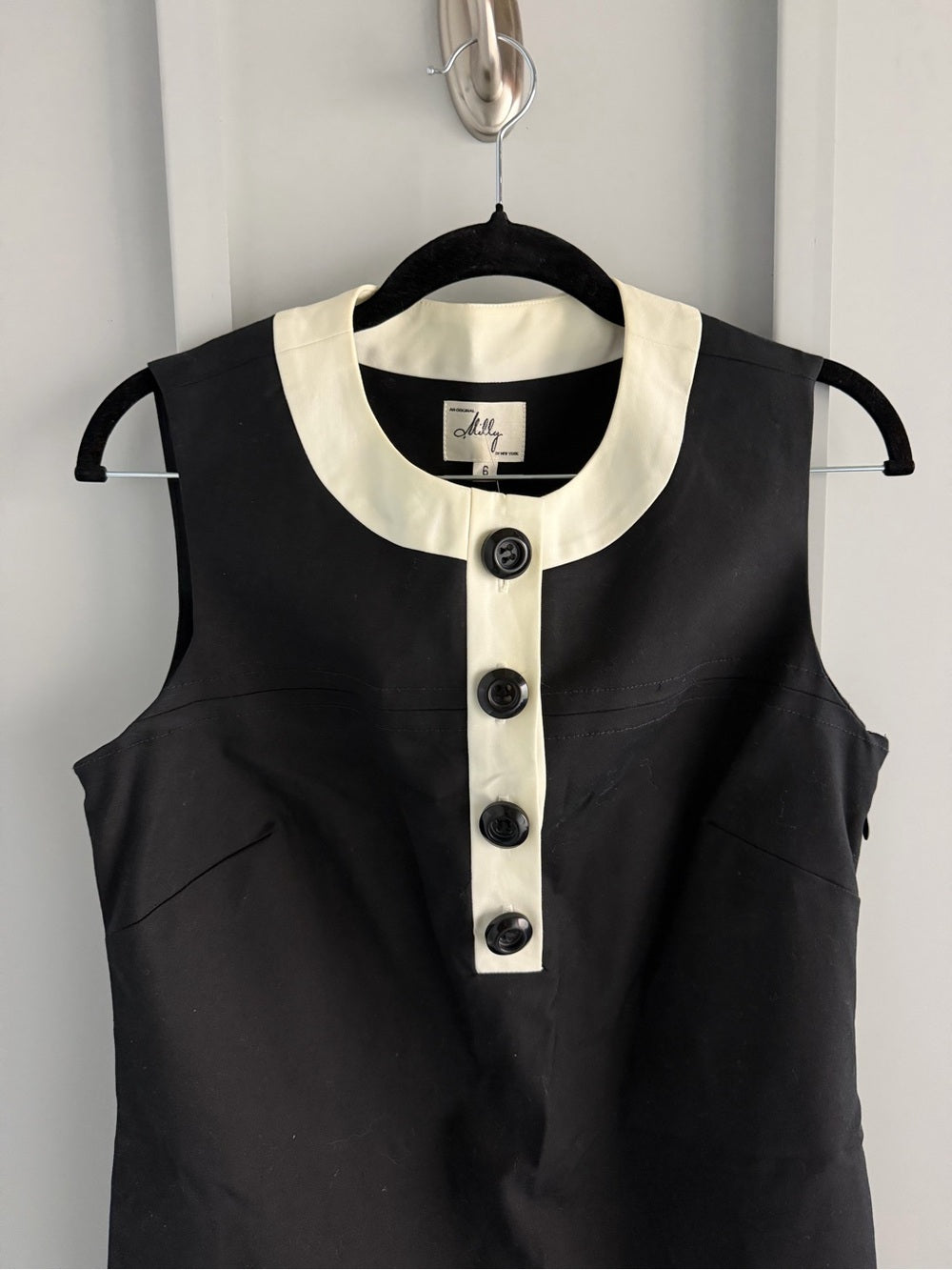 Milly New York NWT Black Cream Mod Mini Shift Dress 6 New