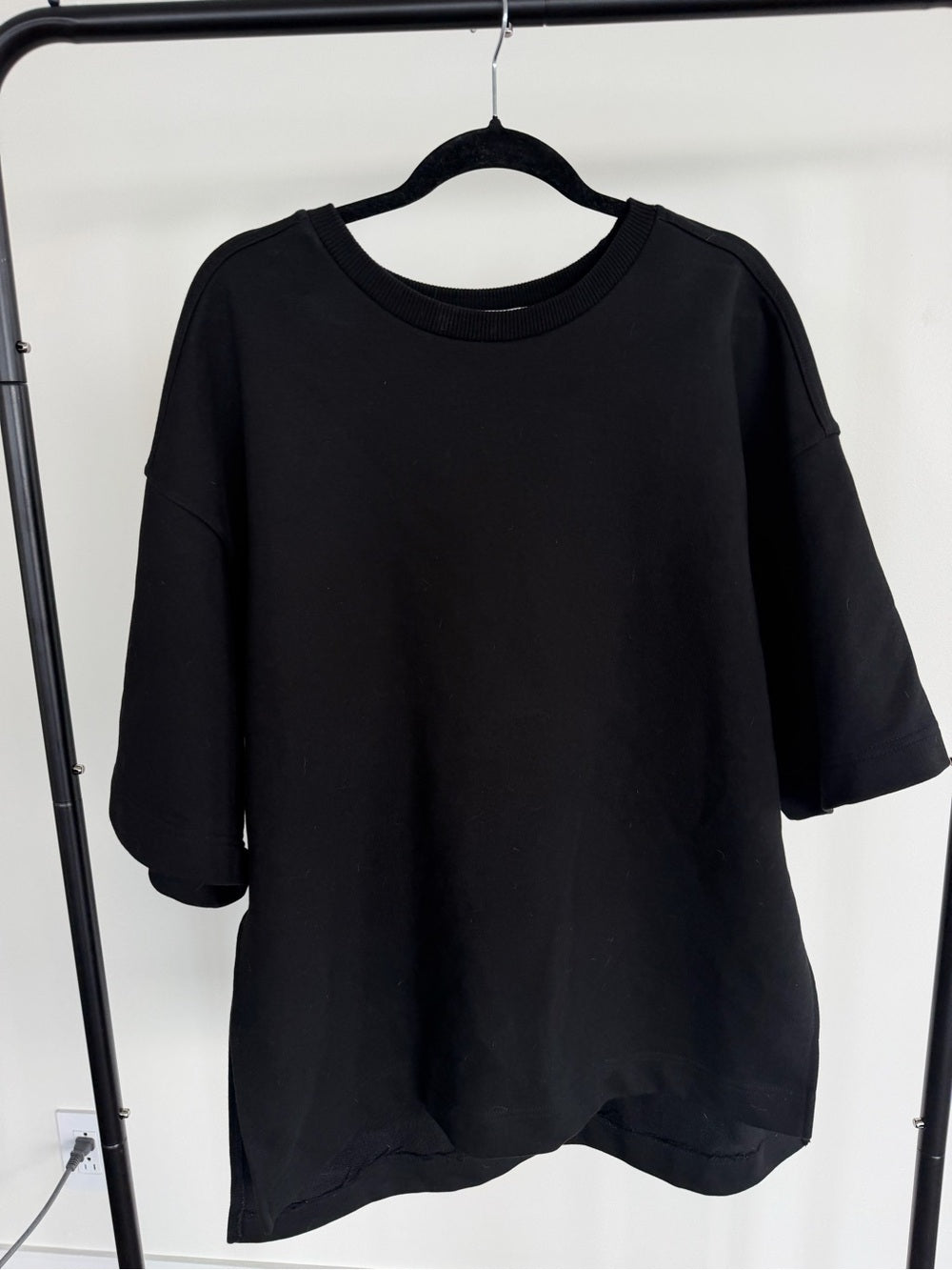 The Frankie Shop Black Oversized Drop Shoulder Tunic T-Shirt XS/S