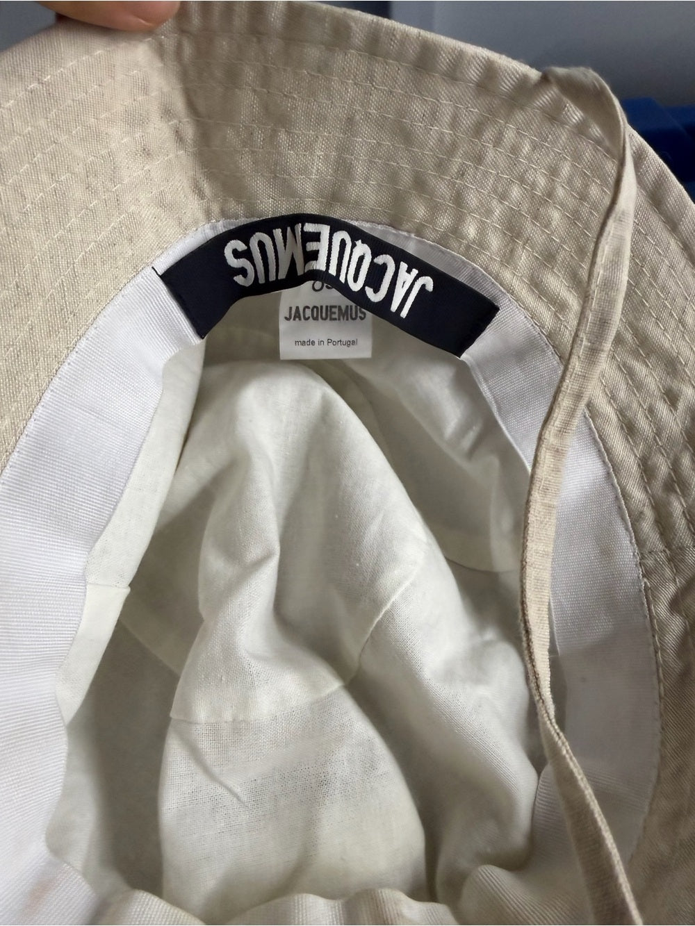 NWOT JACQUEMUS Neutral Beige Bucket Hat with Logo Plaque