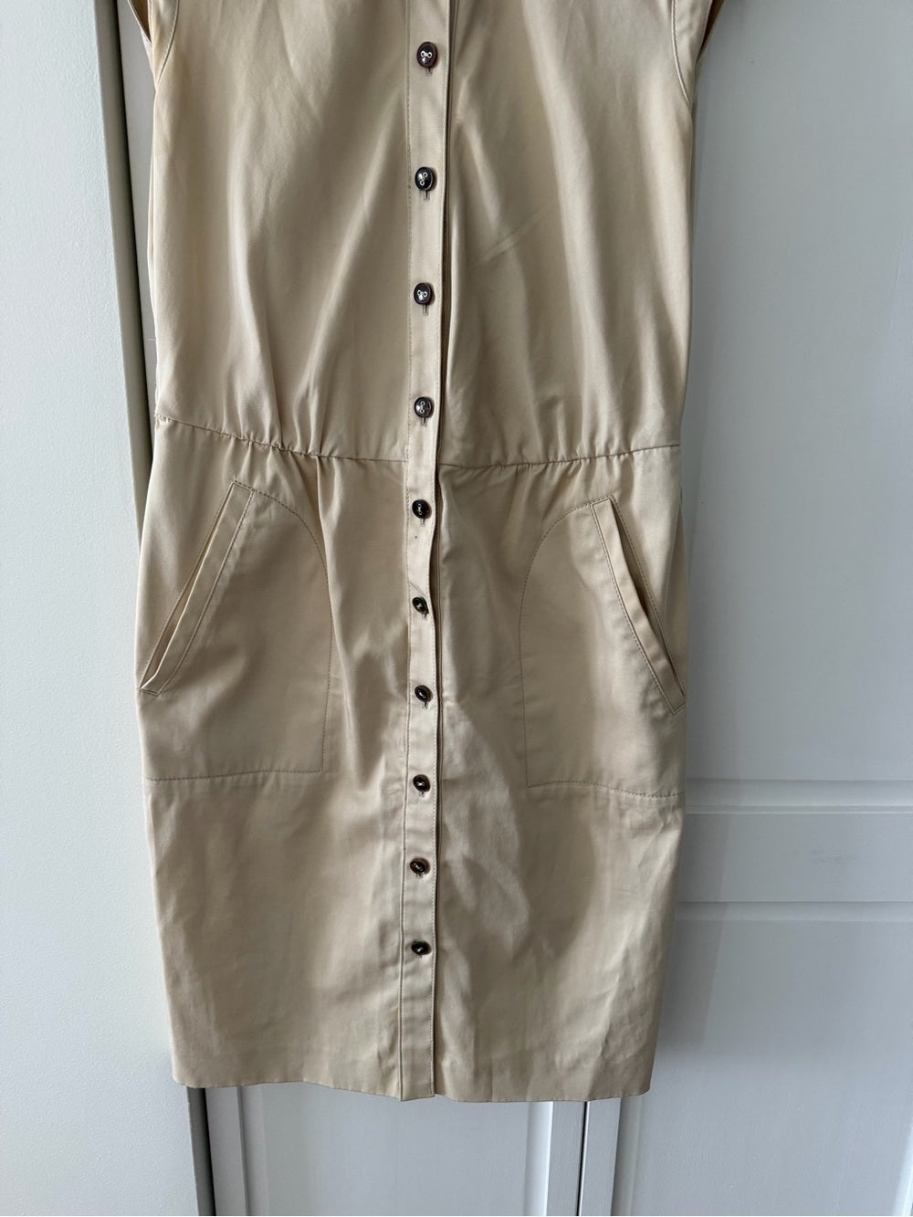 Escada Cream Button-Front Shirt Dress with Pockets - Size EU 38/ US 6