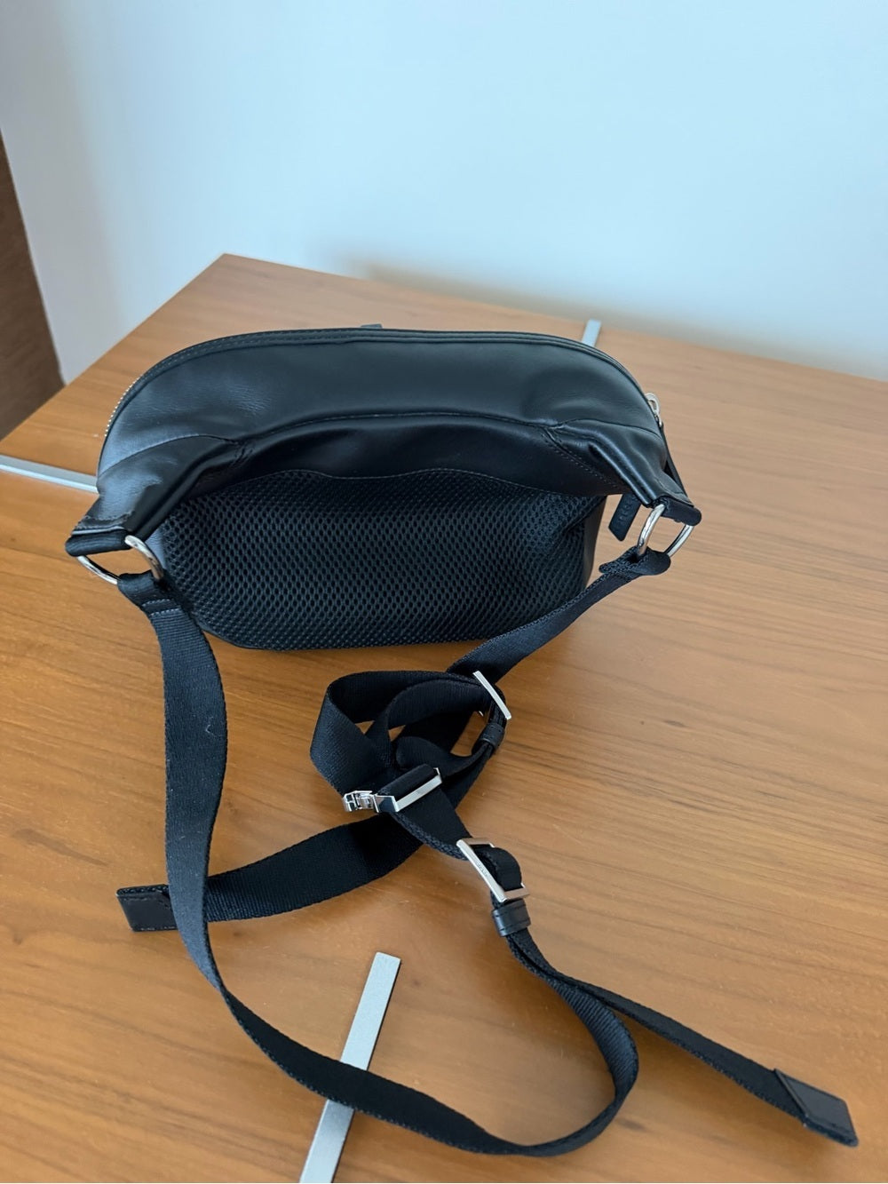 WANT Les Essentiels Testa Black Leather Waist Pack Crossbody Sling Bag