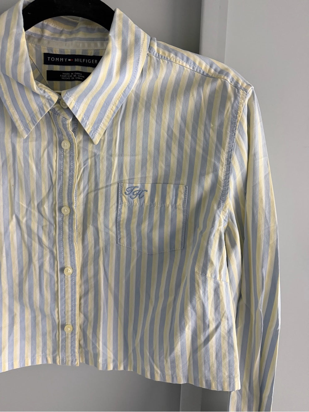 Tommy Hilfiger Pastel Striped Cropped Long-Sleeve Shirt - Size Large