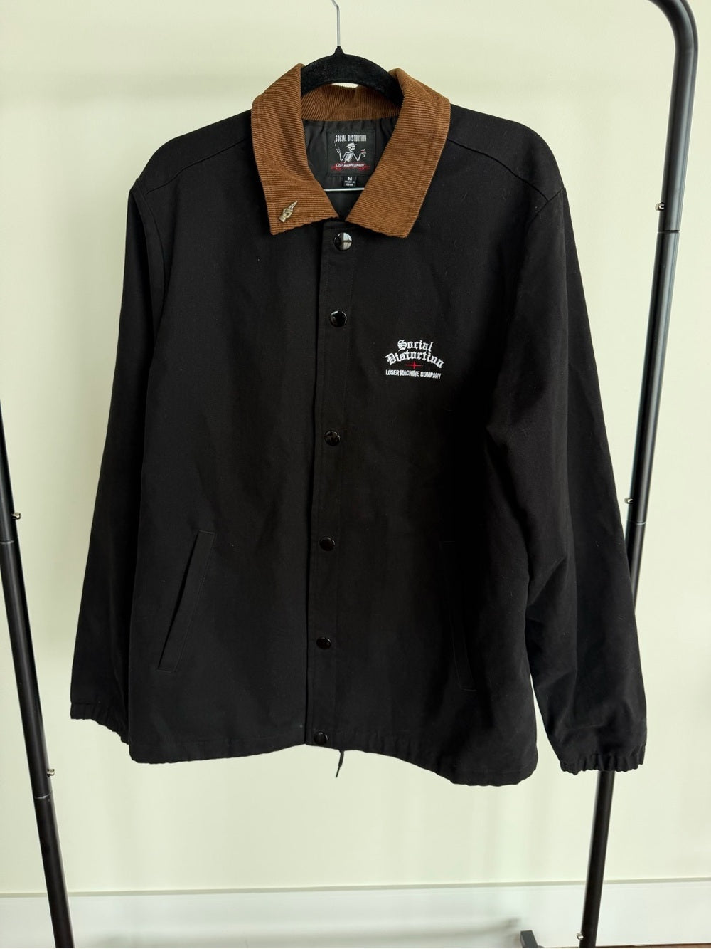 Social Distortion x Loser Machine Black Skeleton Corduroy Collar Jacket Size M
