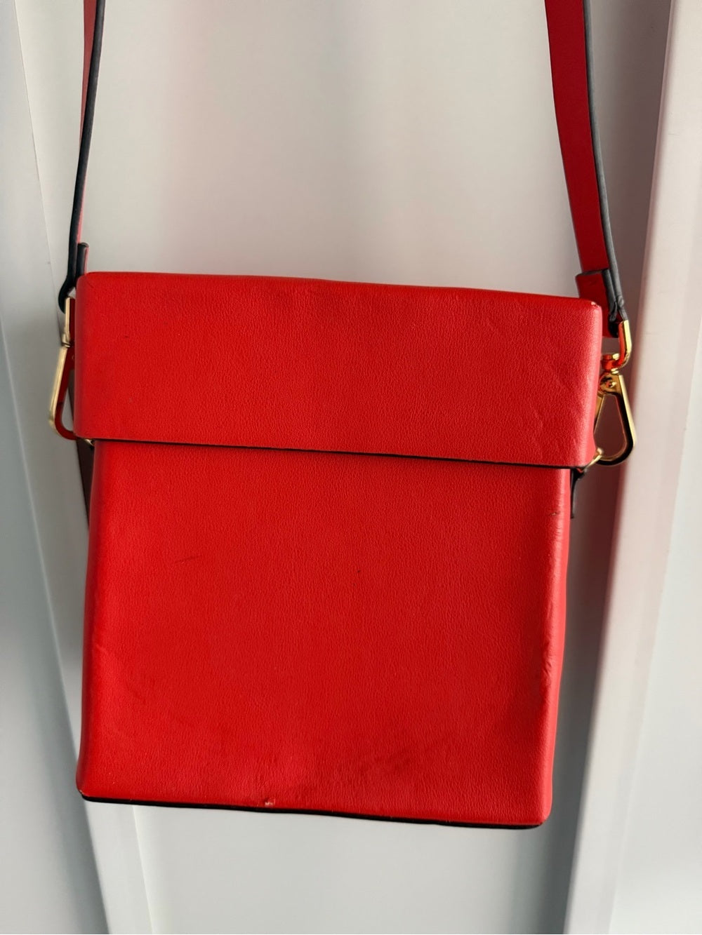 Topshop Red Faux Leather Box Crossbody Bag