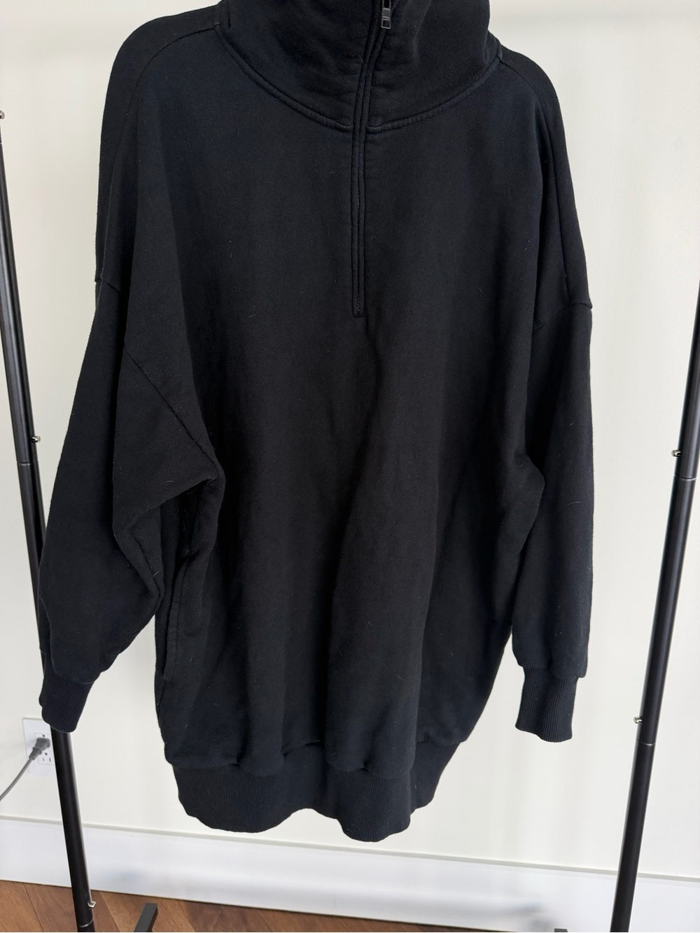 TKEES Black Oversized Half Zip Sweater Dress Size 0/1 S/M
