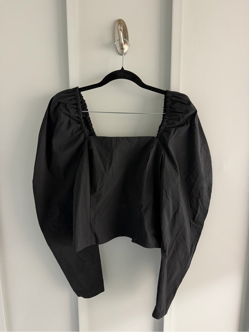 Levi’s Black Smocked Corset Top with Voluminous Sleeves - Size Medium