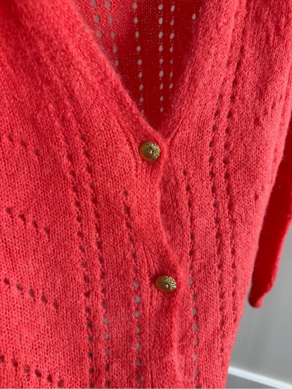 Opulence Paris Orange Mohair Blend Cardigan Oversized S M