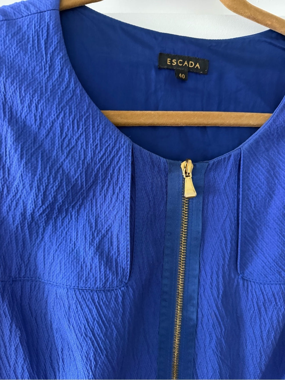 Escada Electric Blue Zip-Front Sheath Dress - Size 8/10 (EU 40)