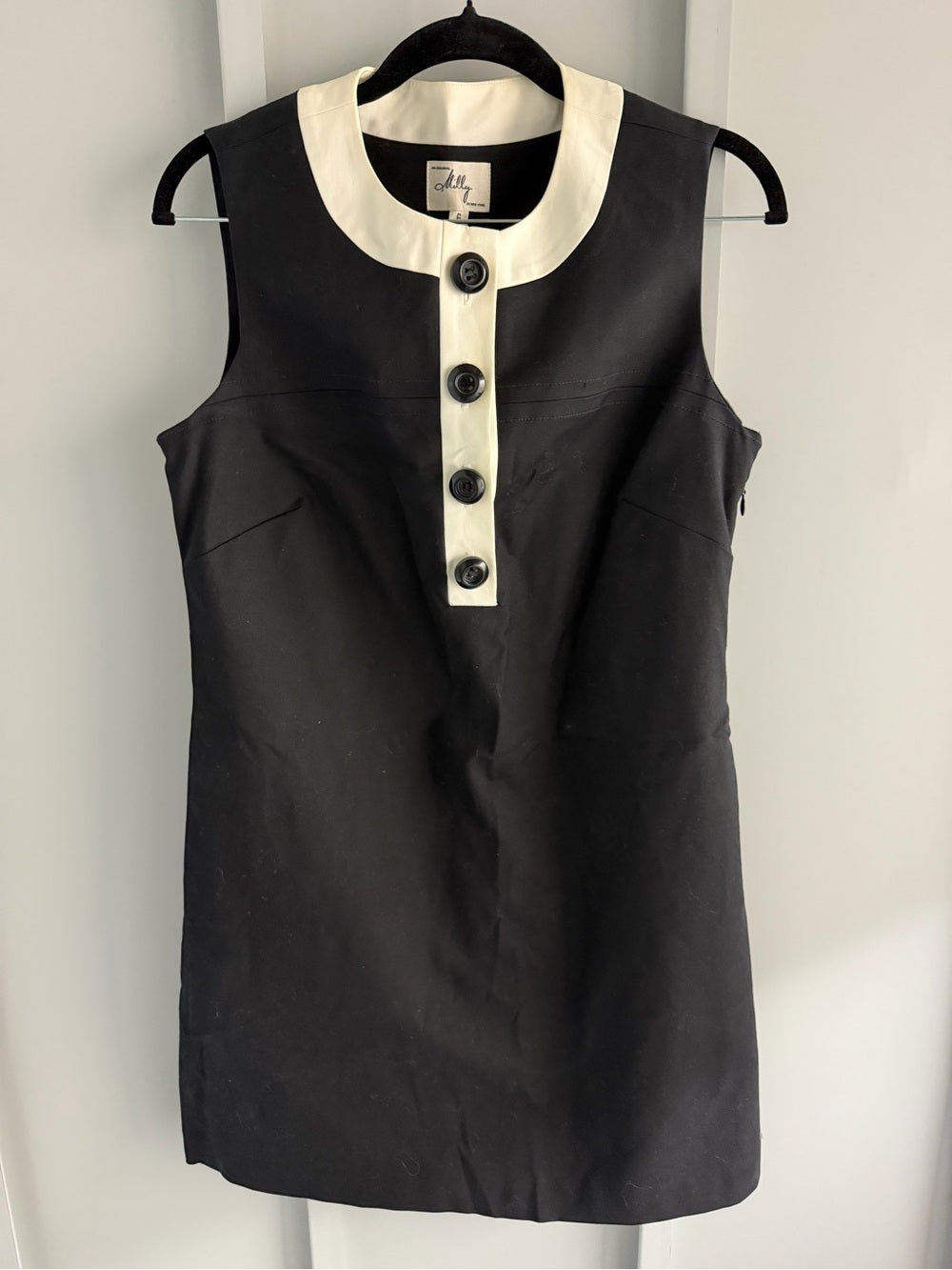 Milly New York NWT Black Cream Mod Mini Shift Dress 6 New