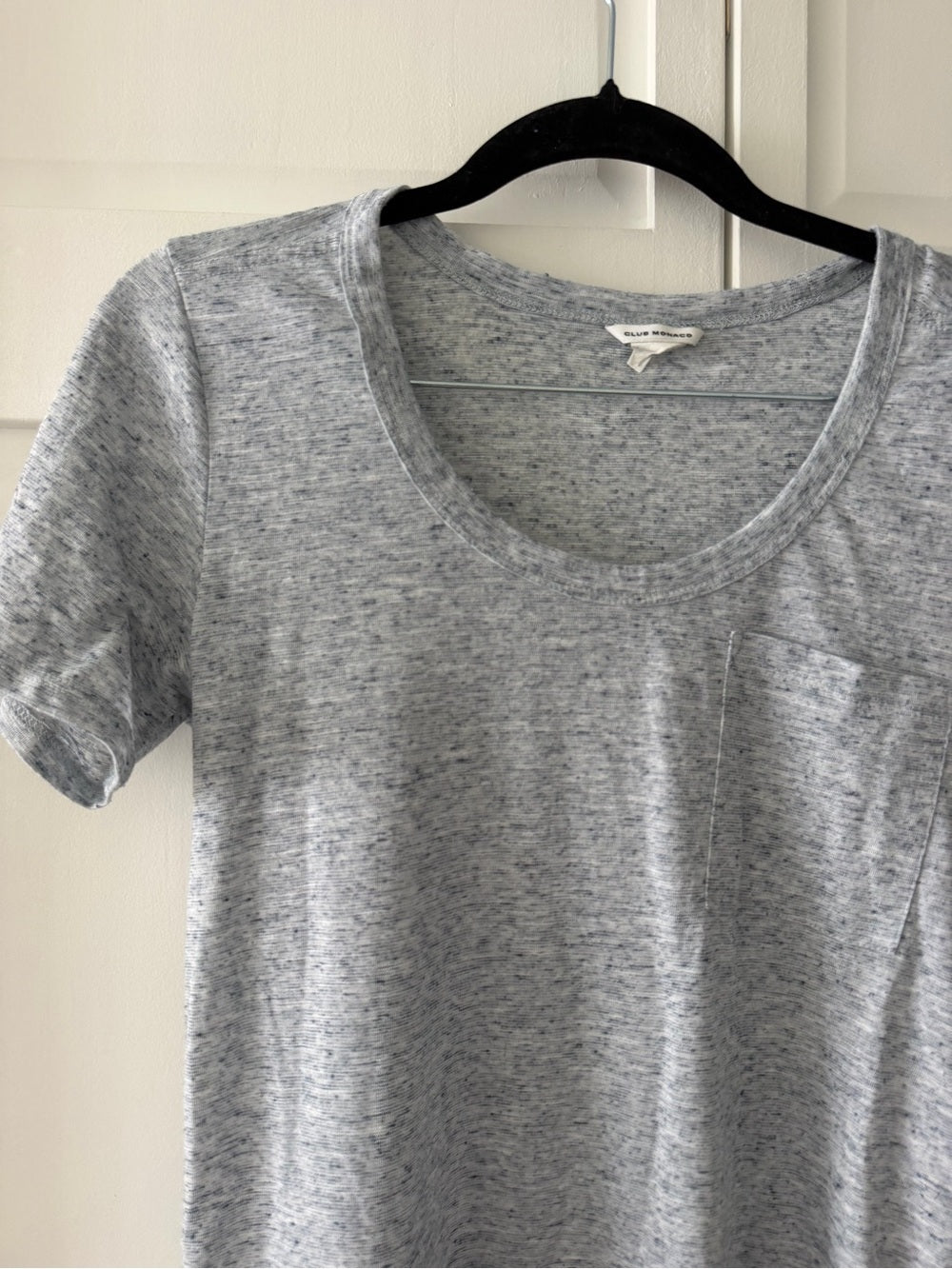 Club Monaco Grey Marled Wool-Blend Pocket T-Shirt Size XS