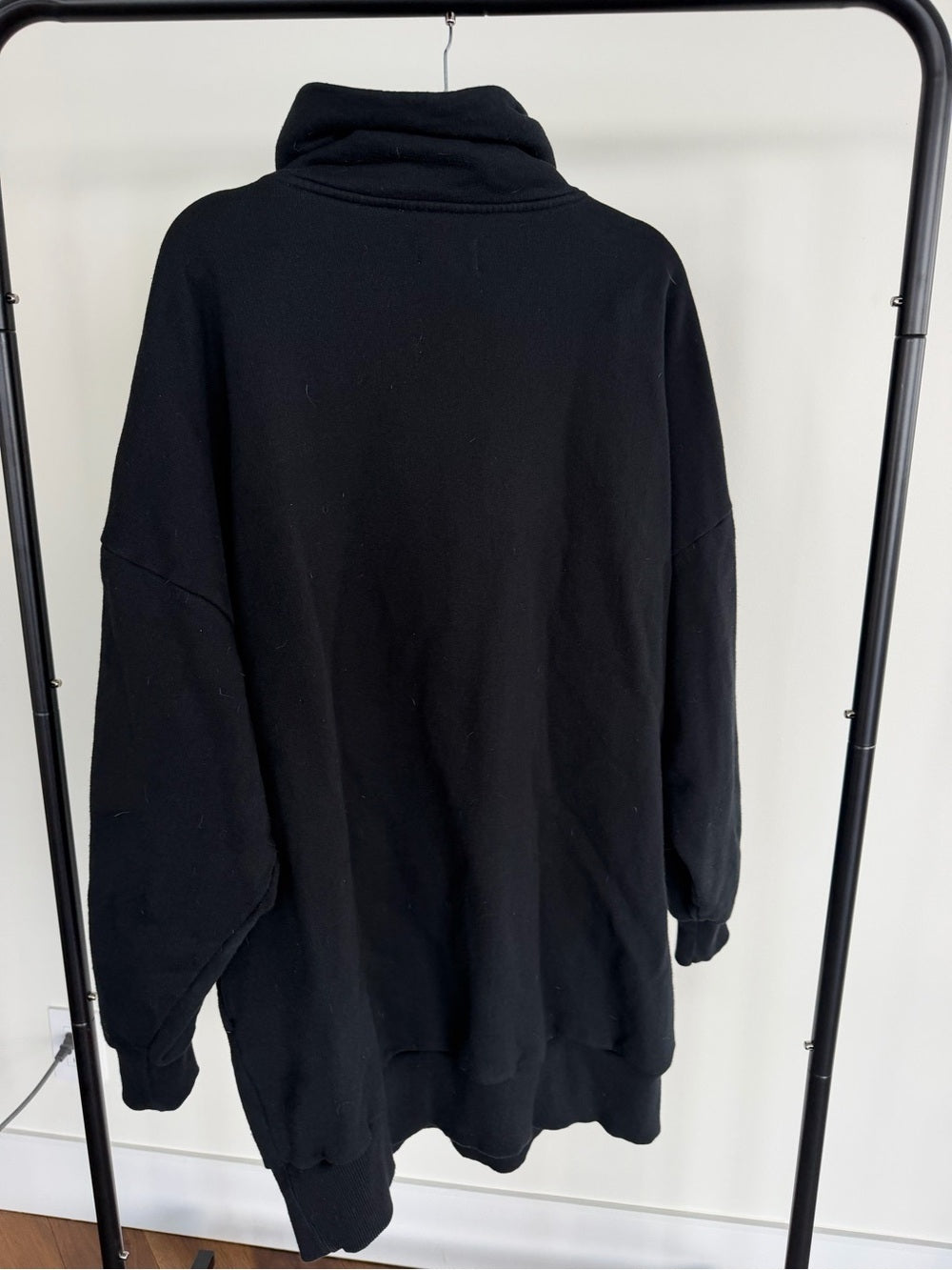 TKEES Black Oversized Half Zip Sweater Dress Size 0/1 S/M