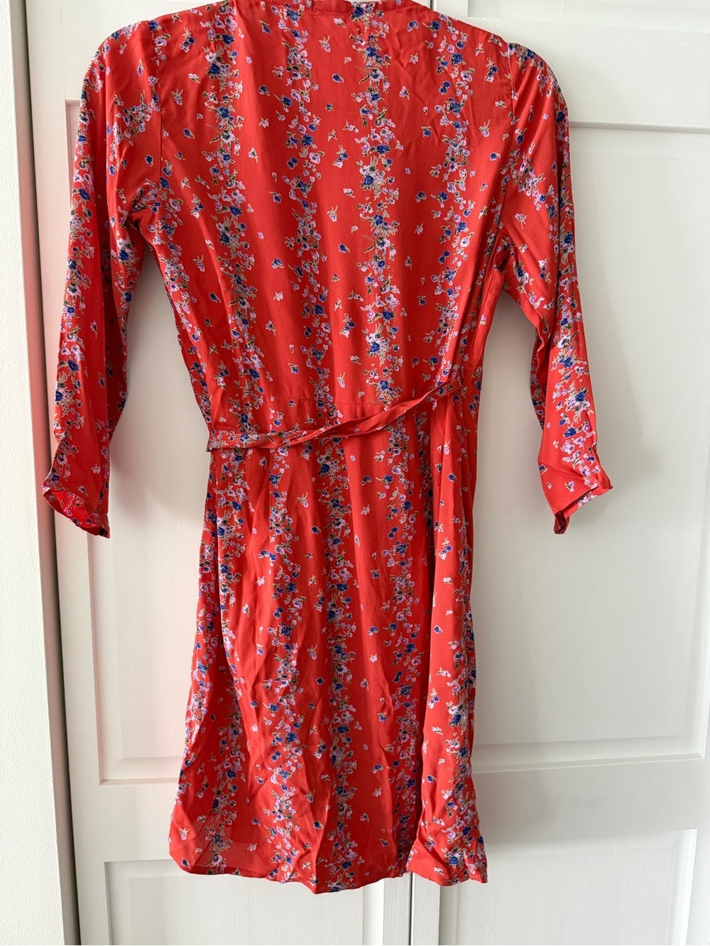 Lisakai Red Floral Long Sleeve Wrap Mini Dress Size S /M