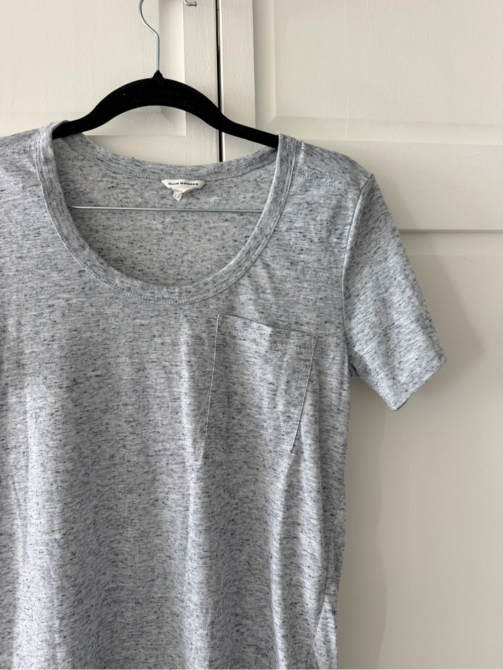 Club Monaco Grey Marled Wool-Blend Pocket T-Shirt Size XS