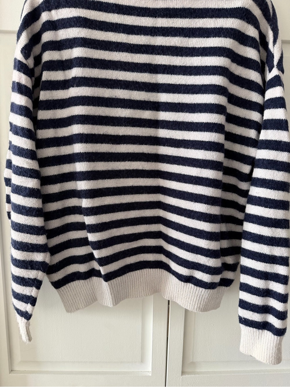 Peace N Love French Store Striped Heart Patch Sweater - Fits Medium
