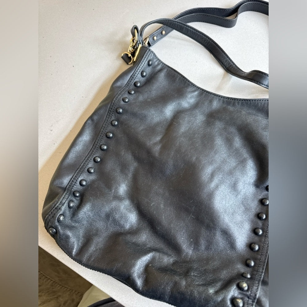 Loeffler Randall Black Leather Studded Shoulder Bag | classic everyday tote work
