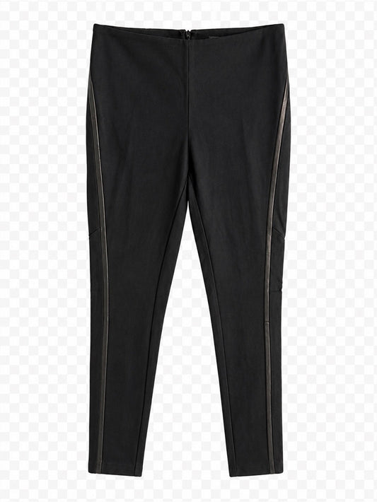 Rag & Bone Black Leather Trim Equestrian Skinny Moto Pants 4