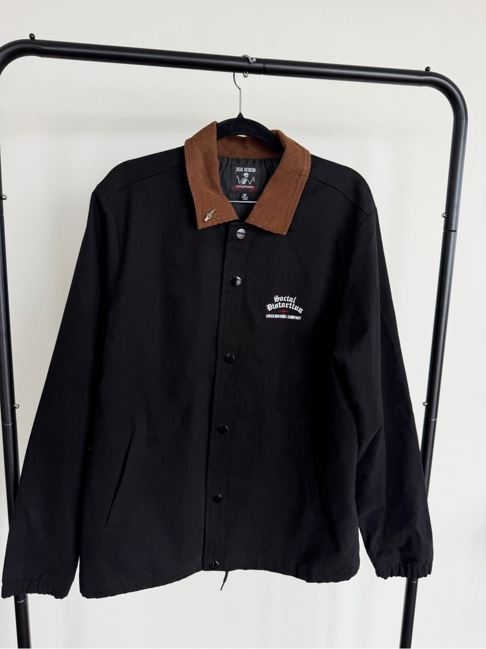Social Distortion x Loser Machine Black Skeleton Corduroy Collar Jacket Size M