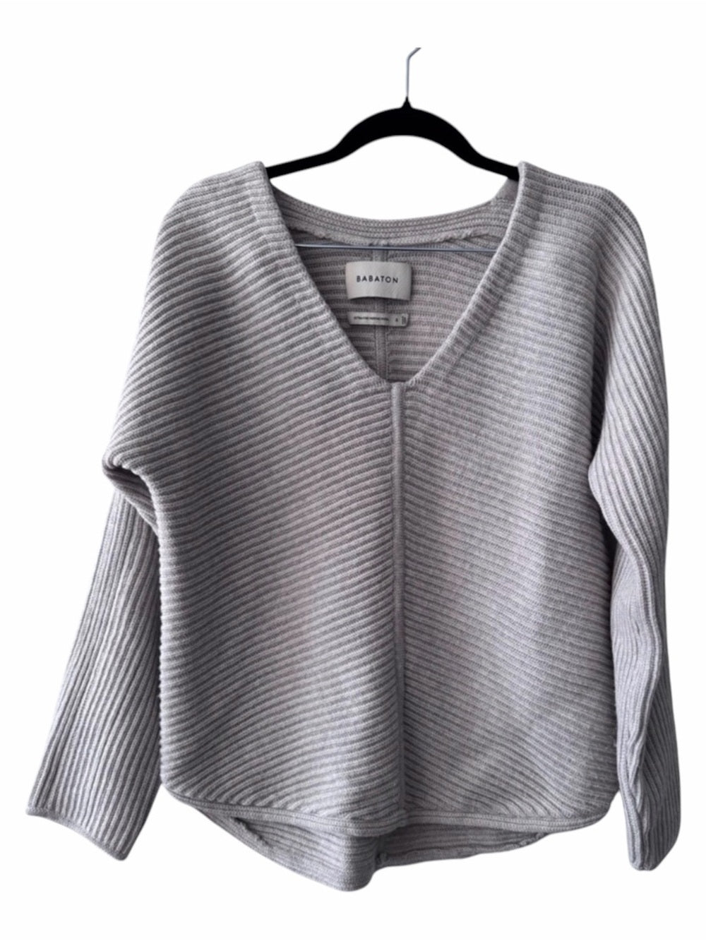 Babaton Merino Wool V-Neck Sweater Small | 100% Ultra Fine Merino Knit
