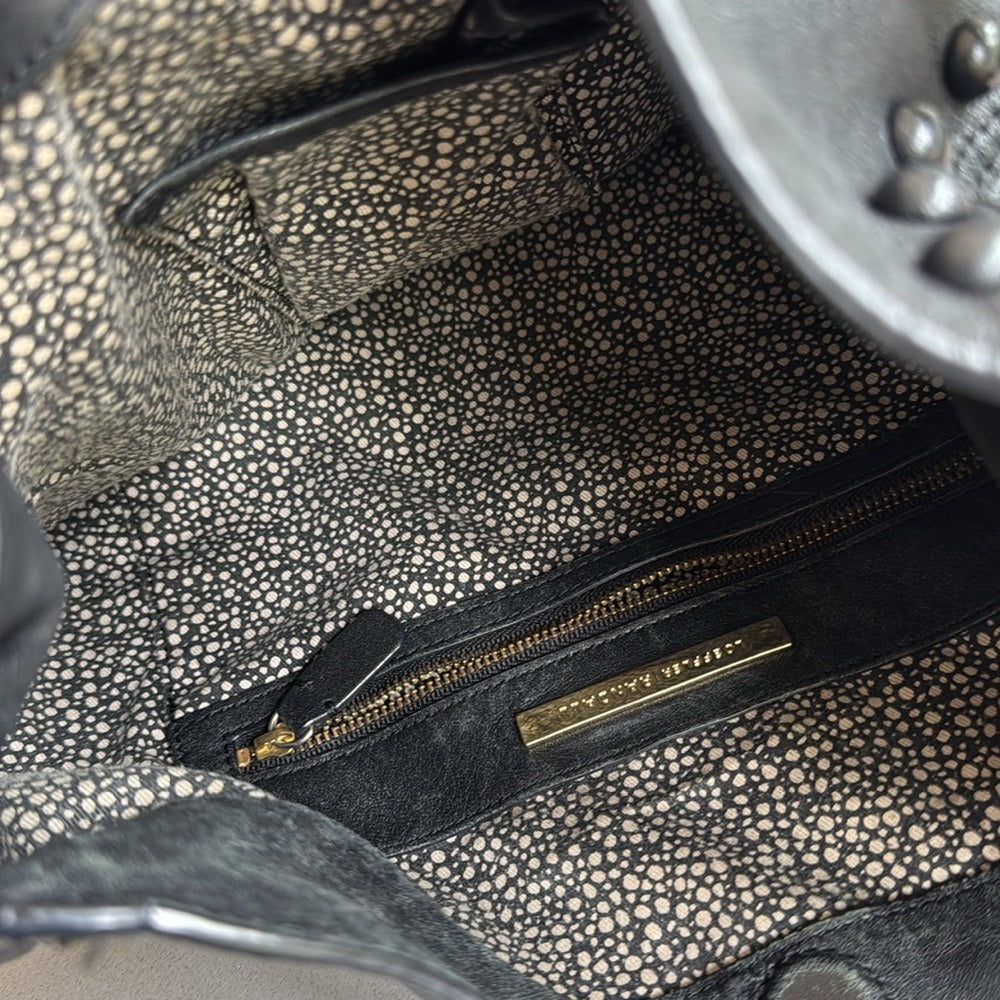 Loeffler Randall Black Leather Studded Shoulder Bag | classic everyday tote work