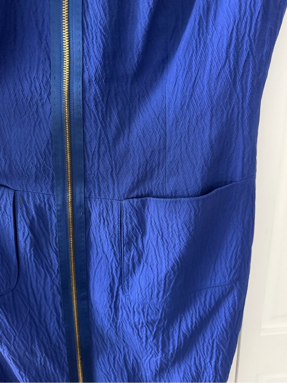 Escada Electric Blue Zip-Front Sheath Dress - Size 8/10 (EU 40)