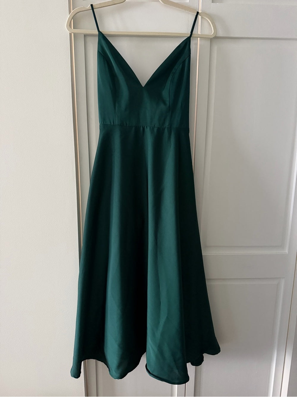 Maniju Emerald Green Satin Tie Back Midi Dress Small NWoT