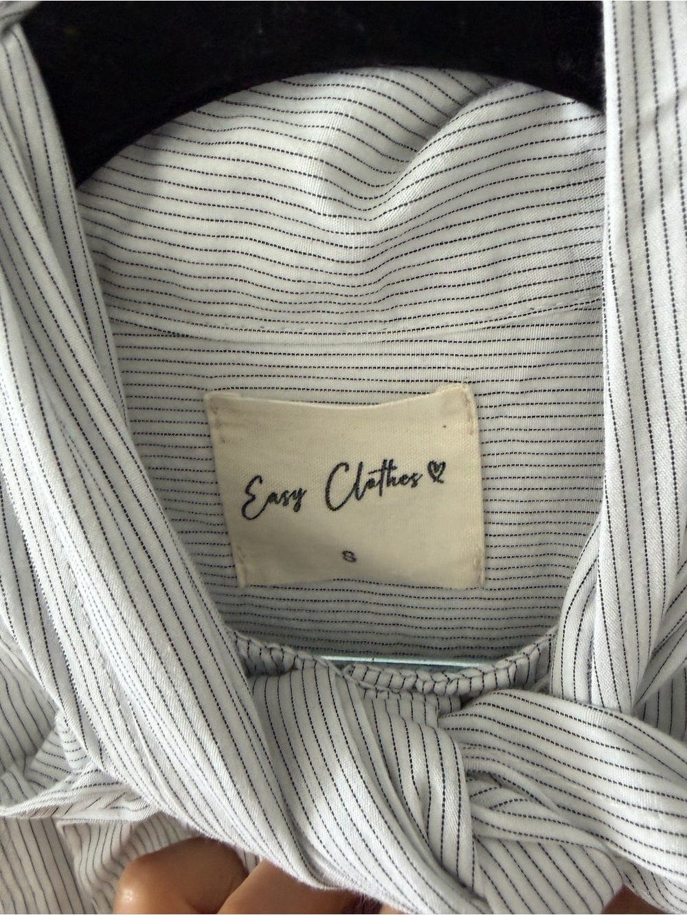 Easy Clothes French Tie-Front Cotton Oversized Striped Blouse size S blue white