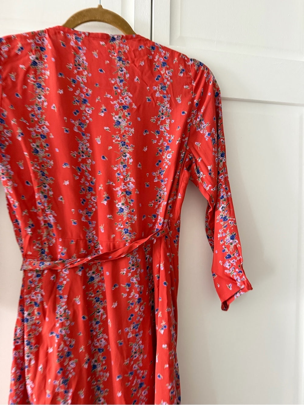 Lisakai Red Floral Long Sleeve Wrap Mini Dress Size S /M