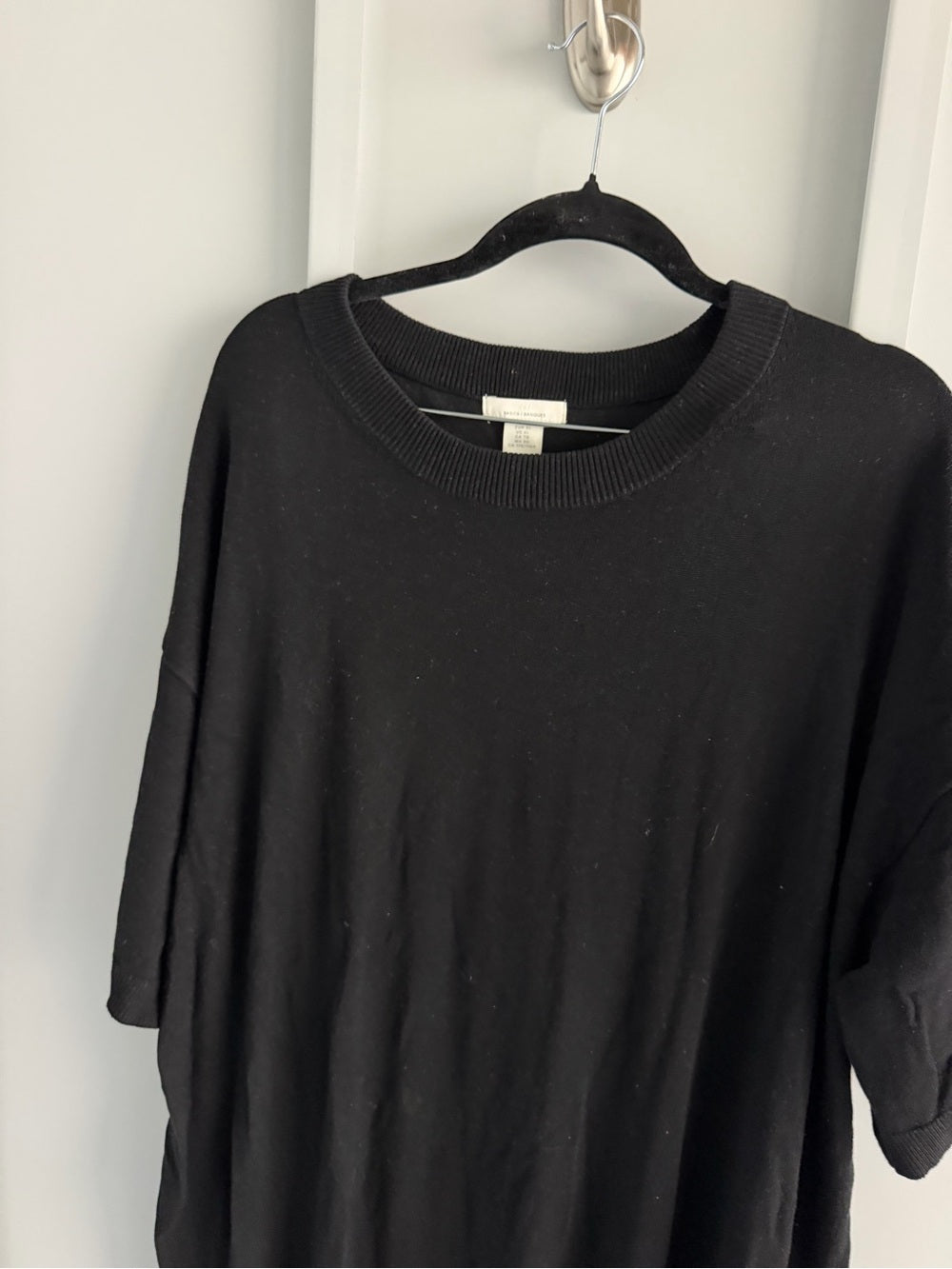 H&M Black Knit Short Sleeve Midi Dress Size XL