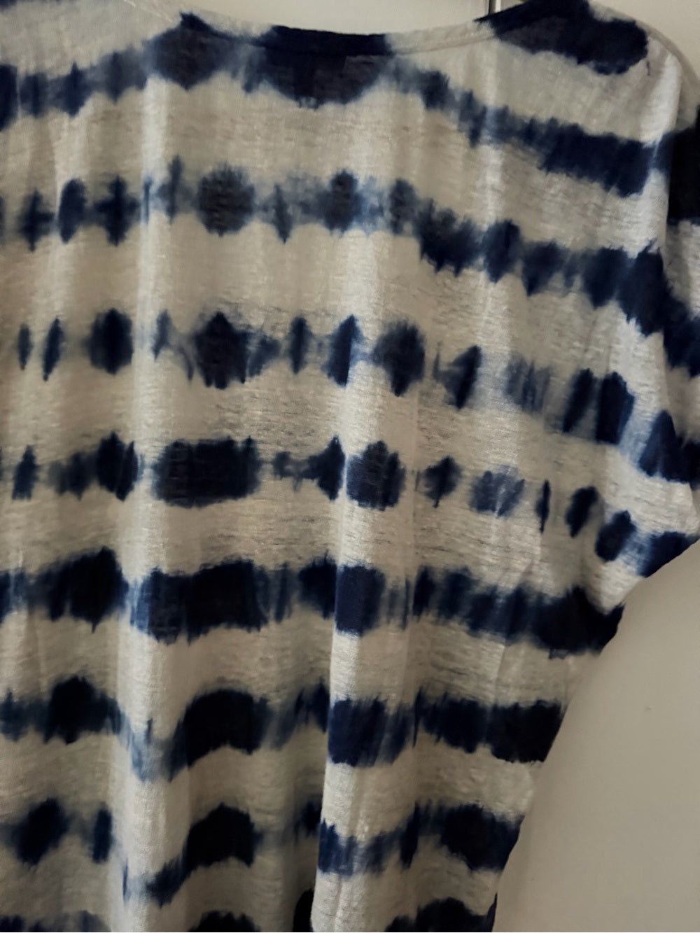 Joie Navy Blue Tie Dye 100% Linen Oversized T-Shirt S