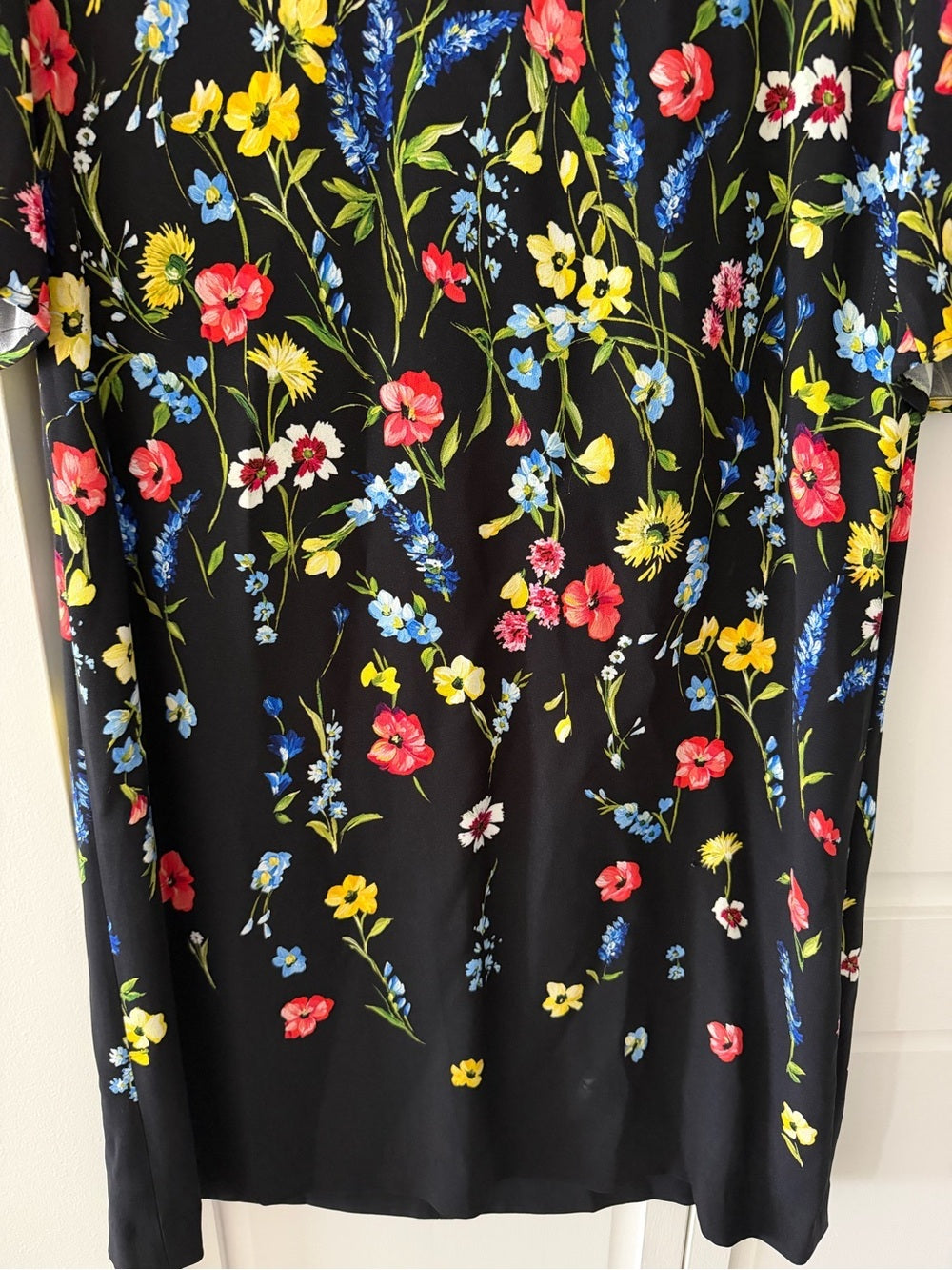 Like New Escada Vibrant Floral Black Midi Dress - Size 6/8 (EU 38)