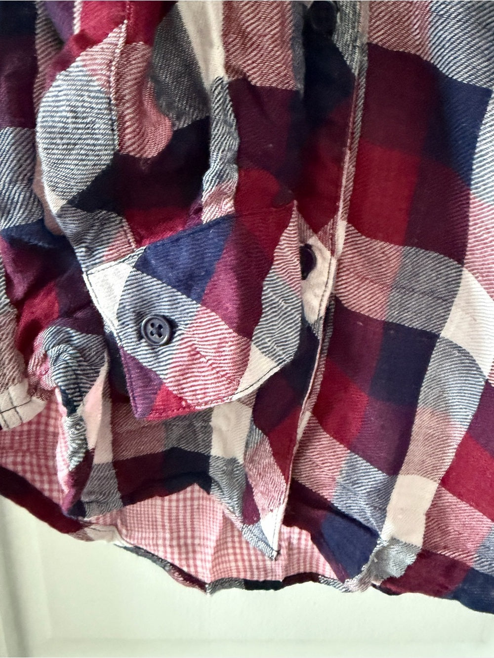Rails Burgundy Navy Plaid Double Layer Flannel Shirt S