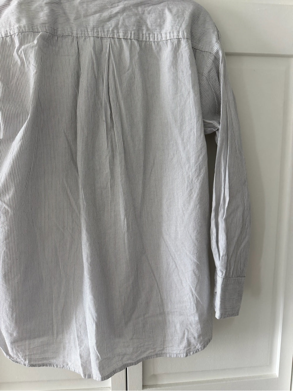 Easy Clothes French Tie-Front Cotton Oversized Striped Blouse size S blue white